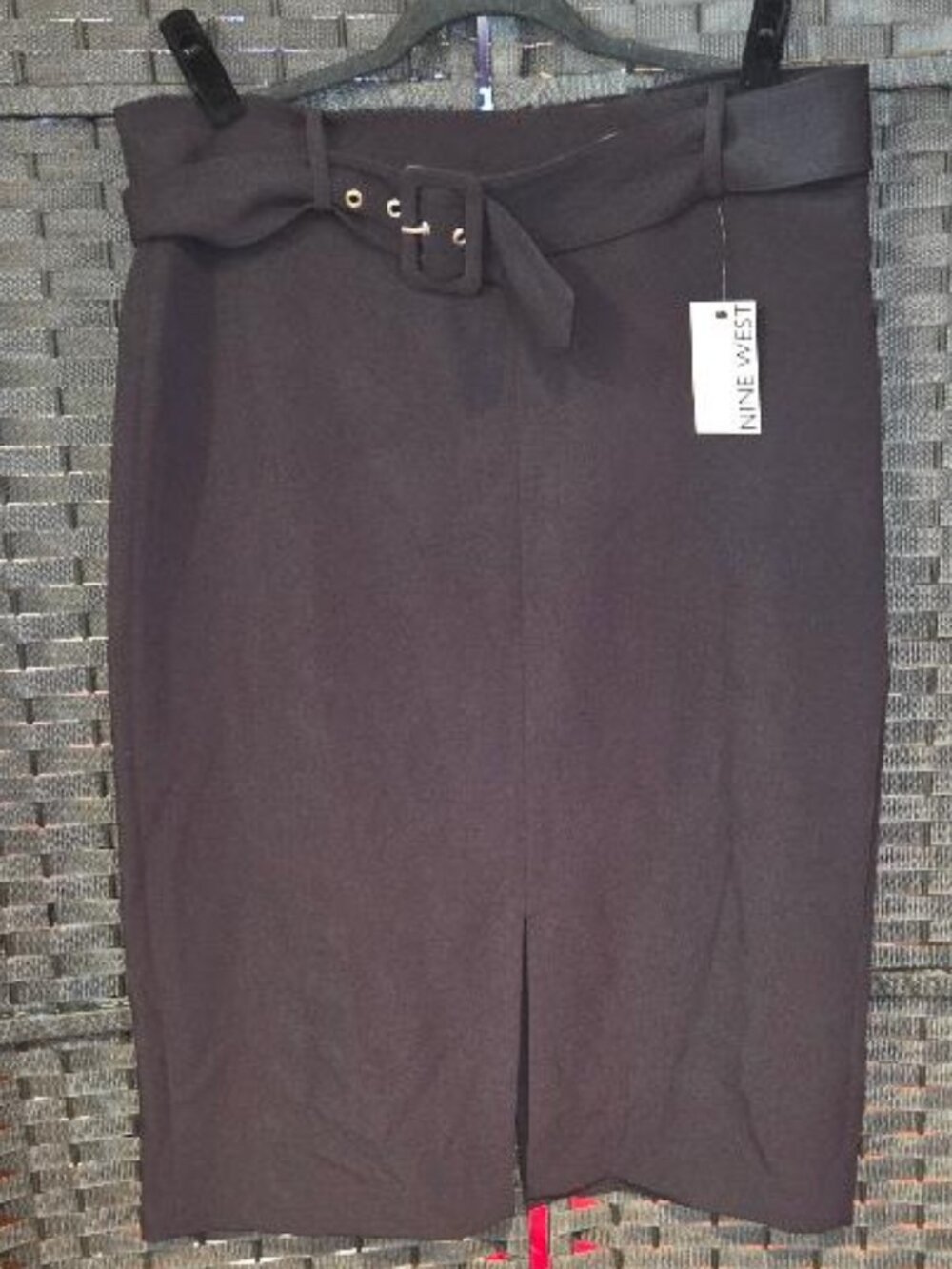 Nine West Black Belted Pencil Skirt